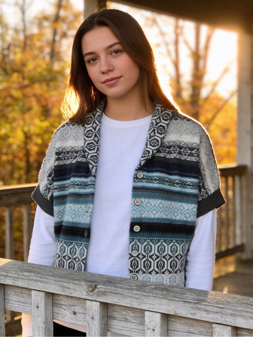 TOMMY HILFIGER VinDolman SLEEVE CARDIGAN large BEACHY PREPPY HORSE BLANKET